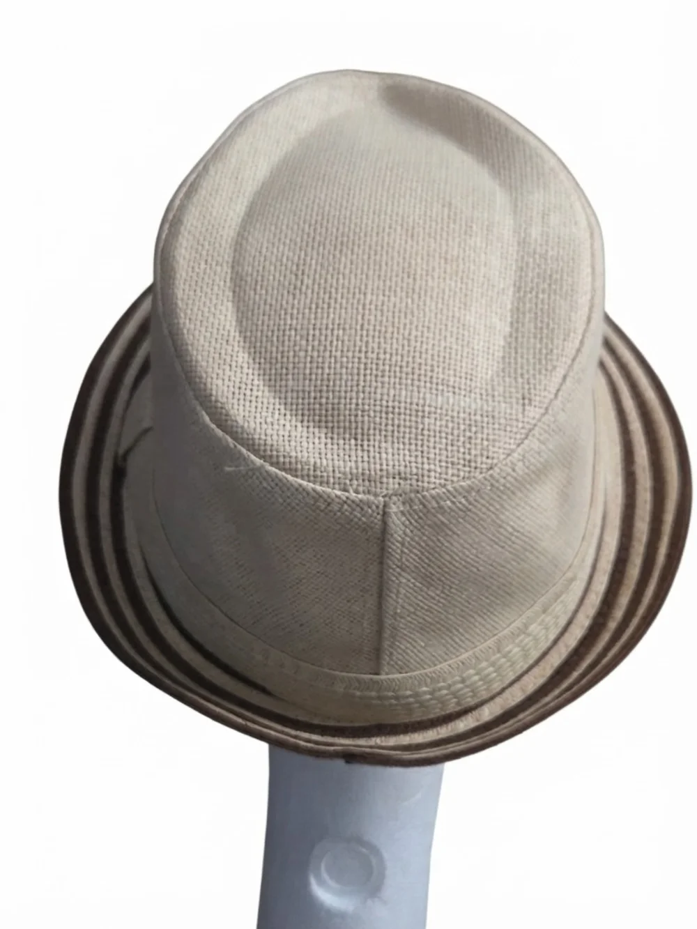 D&Y Beige and Brown Straw Fedora Hat